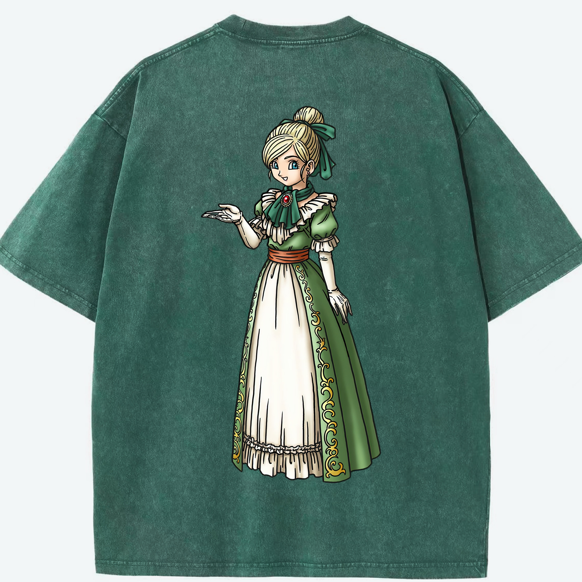 （画像用） ドラゴンクエスト Doragon Kuesuto Dragon Quest 綿100% ヴィンテージ風 半袖Tシャツ（背面プリント）